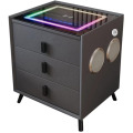 Noptiera Inteligenta Wireless si Iluminare LED, Gri Antracit, 3 Sertare Depozitare, Difuzor Bluetooth Smart Heater