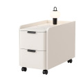 Noptiera Moderna cu 2 Sertare de Depozitare, Roti Detasabile, Alb, Smart Heater