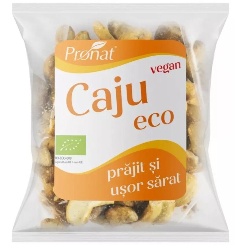 Nuci Caju Bio Prajite si Usor Sarate, 50 g, Pronat