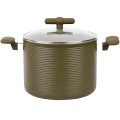 Oala Aluminiu cu Capac, 5.60 l, Interior Anti-aderent, Compatibila Plita Inductie, 22 x 18 cm, Verde, Grunberg