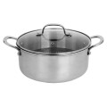 Oala Antiaderenta din Inox cu Capac, 24 cm, 4.3 l, Argintiu