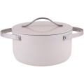 Oala cu Capac, Interior Ceramica, 20 cm, 2 l, Crem