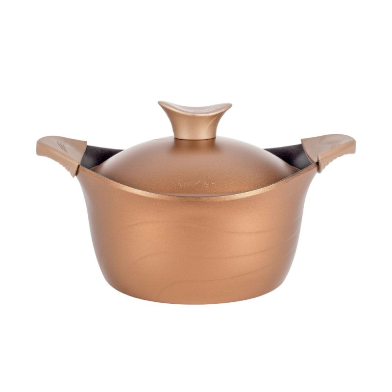 Oala cu Capac Neoklein CS20, 20 cm, Capacitate 2.1 l, Aluminiu Turnat, Invelis Anti-Aderent, Auriu