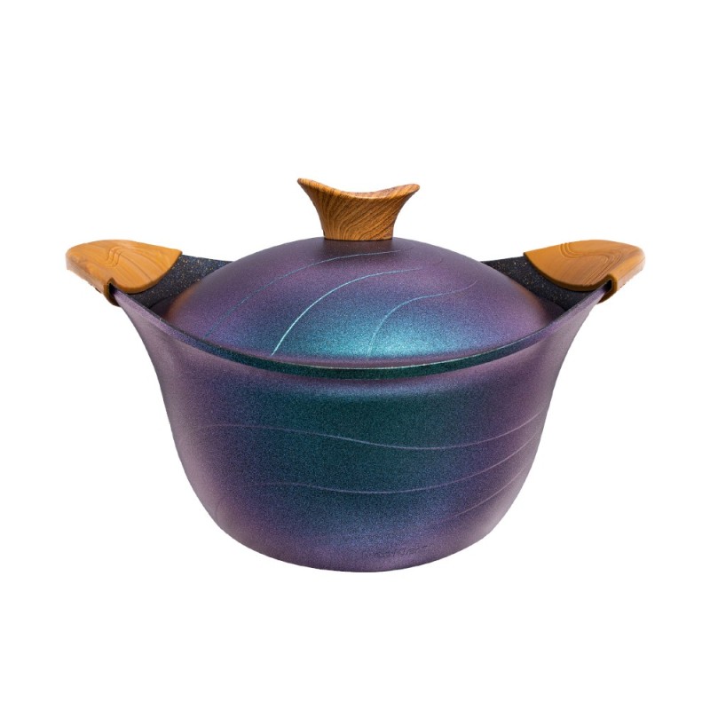 Oala cu Capac Neoklein CS20, 20 cm, Capacitate 2.1 l, Aluminiu Turnat, Invelis Anti-Aderent, Viola