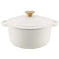 Oala din Fonta Emailata, 28 cm, 6 l, Alba, Perfect Home