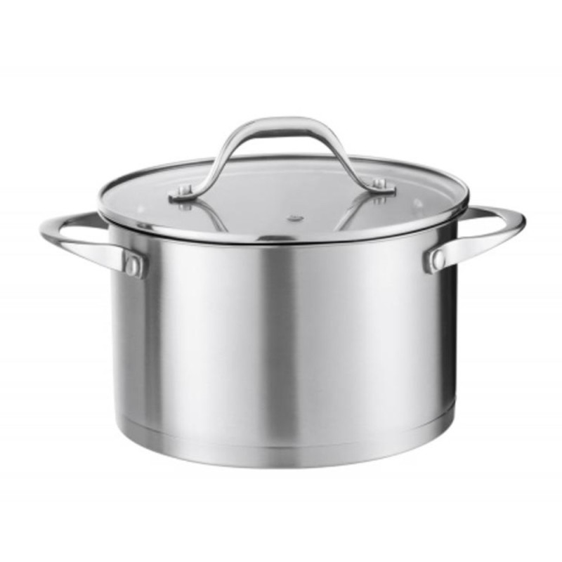 Oala din Inox, Capac Sticla, 24 cm, 5.5 l, Argintiu