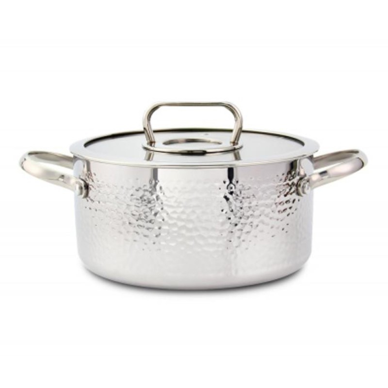 Oala din Otel Inoxidabil, Capac Sticla, 20 cm, 2.5 l, Argintiu