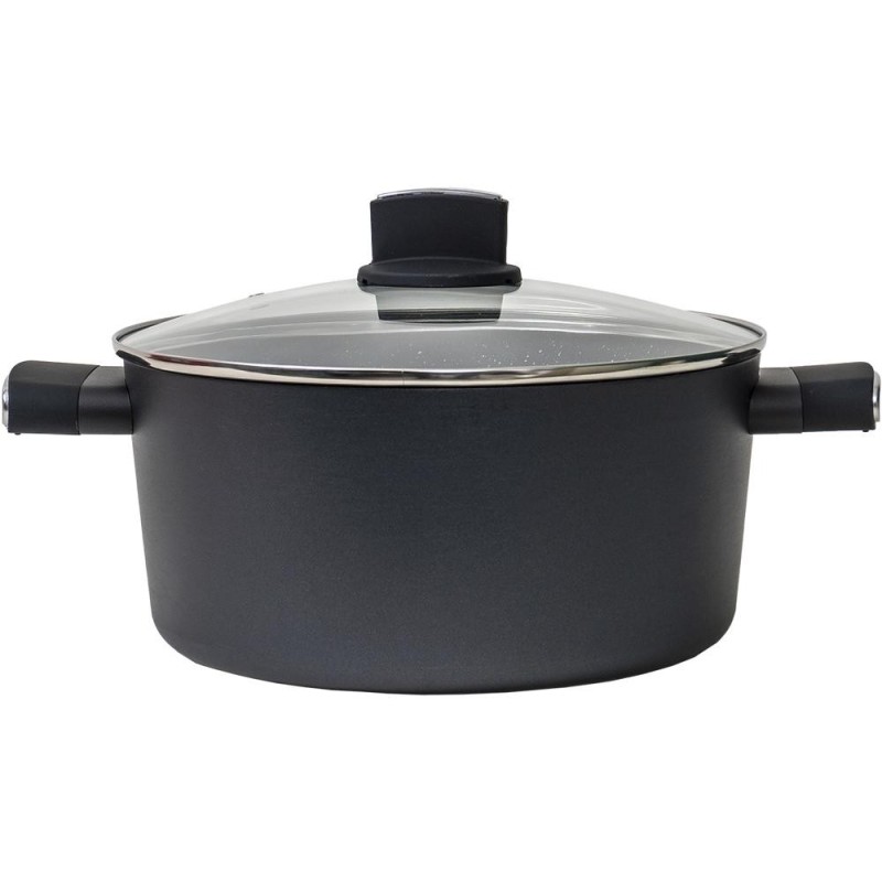 Oala Eco cu Capac de Sticla, Capacitate 3 l, Diametru 24 cm, Negru