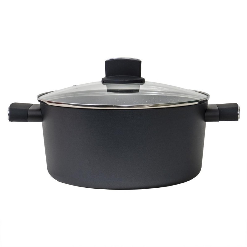 Oala Eco cu Capac de Sticla, Capacitate 5 l, Diametru 28 cm, Negru