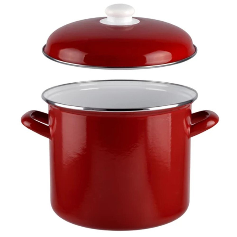 Oala Emailata Bordo, cu Capac, 18 cm, Perfect Home