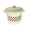 Oala Emailata cu Buline si Capac, 8 l, 23 cm, Bej, Emailul Medias