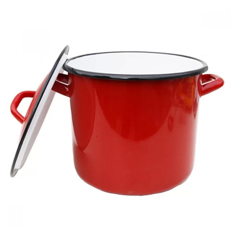 Oala Emailata cu Capac, 15 l, 28 cm, Rosie, Emailul Medias