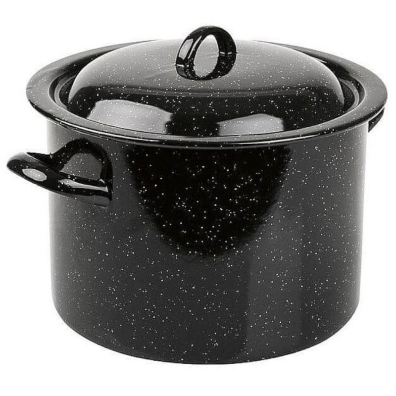 Oala Emailata cu Capac, 20 l, 36 cm, Neagra, Emailul Medias