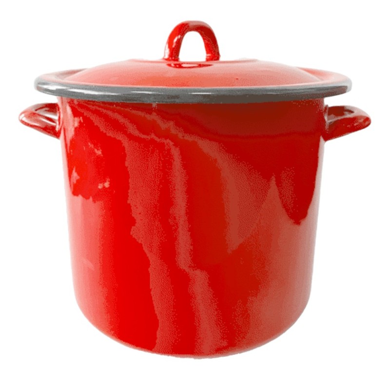 Oala Emailata cu Capac, 23 cm, 6 l, Rosu, Emailul Medias