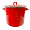 Oala Emailata cu Capac, 25 cm, 10 l, Rosu, Emailul Medias