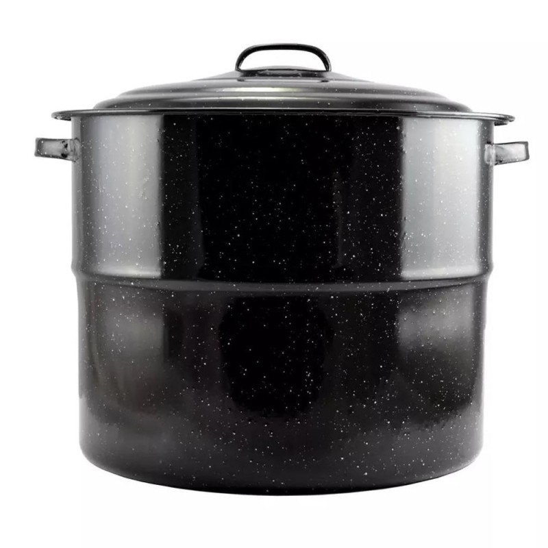 Oala Emailata cu Capac, 45 cm, 31.5 l, Neagra, Perfect Home