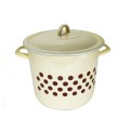 Oala Emailata cu Capac, cu Buline, 15 l, Diametru 28 cm, Bej, Emailul Medias
