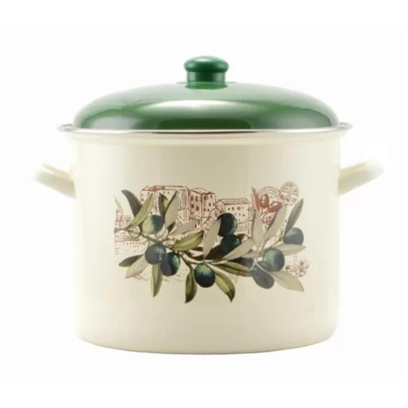 Oala Emailata cu Capac Oliva, 26 cm, 10.4 l, Perfect Home