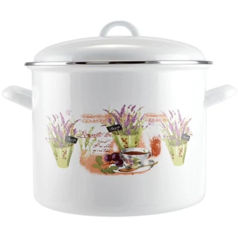 Oala Emailata Lavanda, cu Capac 16 cm, 2 l, Perfect Home