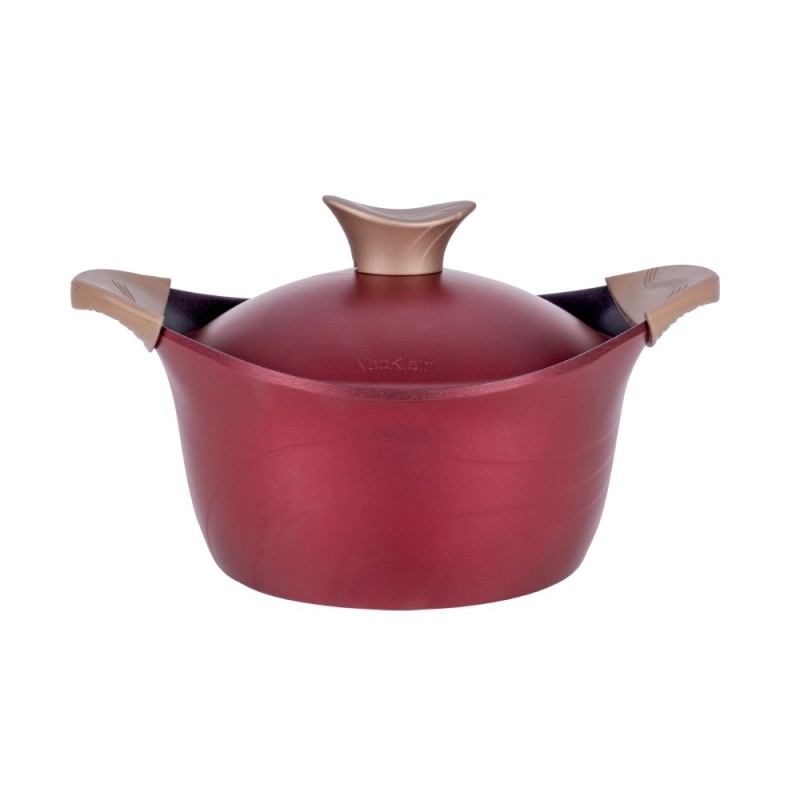 Oala Neoklein cu Capac CS30, 30 cm, Capacitate 6.8 l, Aluminiu Turnat, Invelis Anti-Aderent, Rosu