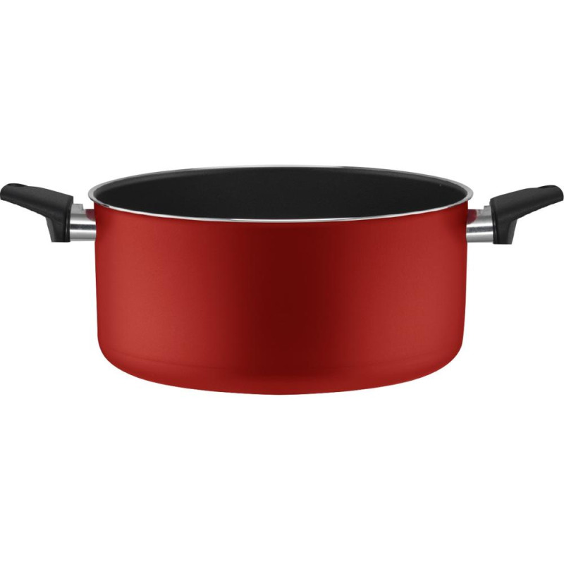 Oala Rotunda, cu 2 Manere si Capac, Rosu, Italia, 20 cm