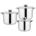 Oale Inox cu Capace Sticla, 20 cm, 22 cm, 24 cm, Argintii, 6 Bucati, Edelhoff