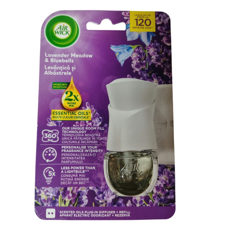 Odorizant de Camera Electric cu Rezerva Air Wick Essential Oils, Levantica si Albastrele, 19 ml