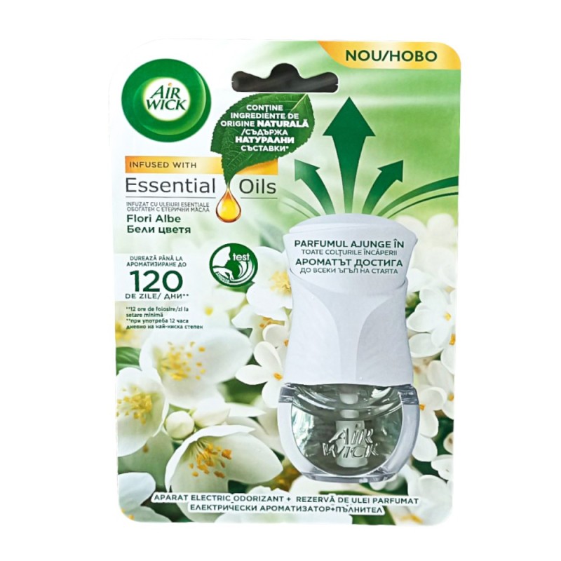 Odorizant de Camera Electric cu Rezerva Air Wick, Flori Albe, 19 ml
