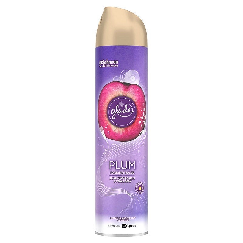 Odorizant de Camera Spray Glade Plum Pasion Pulse, Prune si Dalia, 300 ml