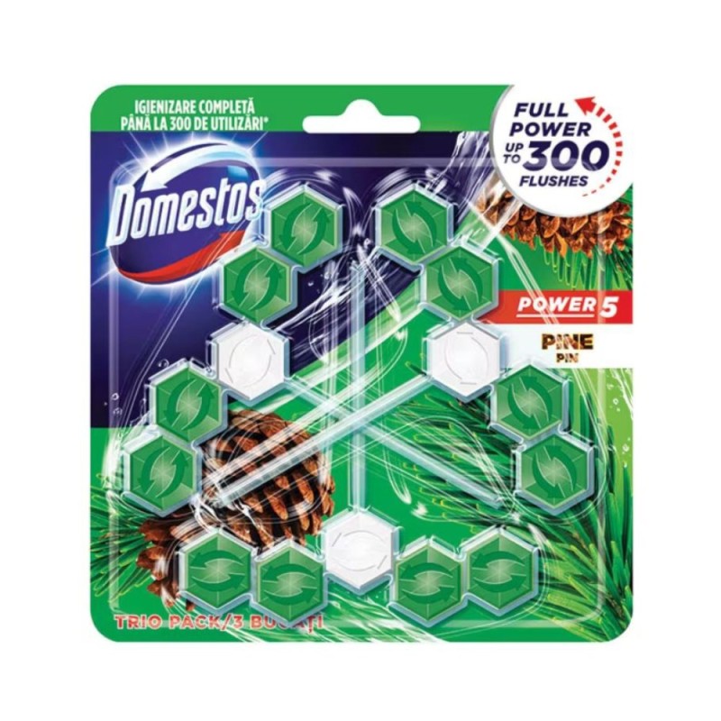 Odorizant de Toaleta Domestos Power 5 Duo Pack Pine, 2 x 55 g