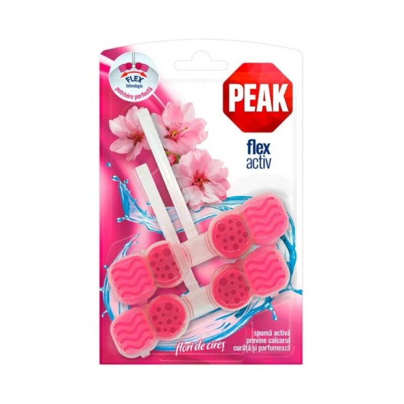 Odorizant Peak WC Flex Activ, Flori de Cires, 2 Bucati x 48 g