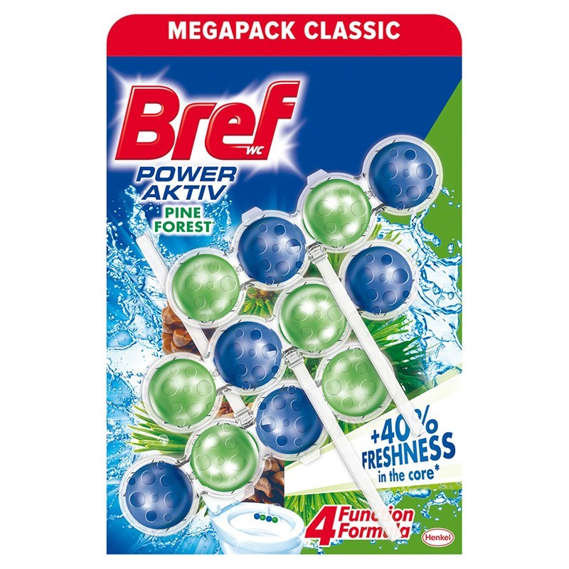 Odorizant Toaleta Bref Power Aktiv Pine, 3 x 50 g