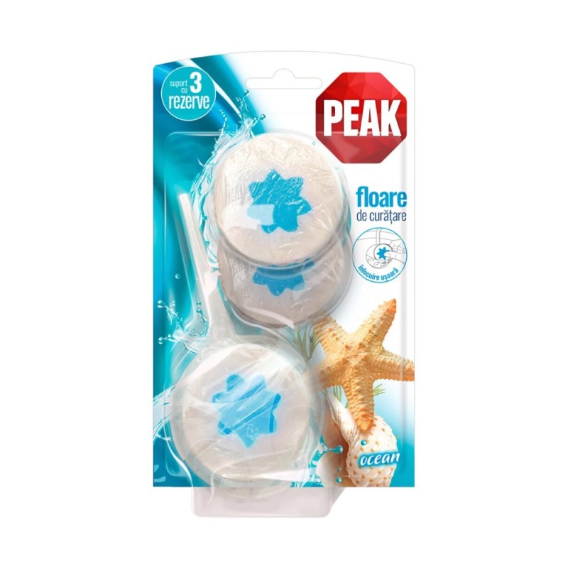Odorizant Toaleta Floare de Curatare Peak WC, Ocean, 3 bucati x 45 g