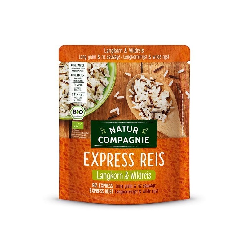 Orez Bio cu Bob Lung si Orez Salbatic, Prefiert, Express Reis, 250 g Natur Compagnie