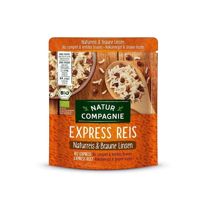 Orez Bio Integral si Linte Bruna, Express Reis, 250 g Natur Compagnie