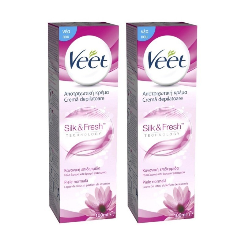 Set 2 x Crema Depilatoare Veet Silk & Fresh, pentru Piele Normala, 100 ml