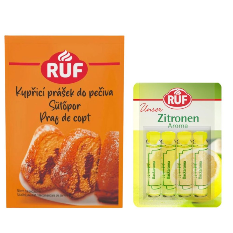 Pachet Aluat Pufos Esenta de Lamaie 4 x 2 ml si Praf de Copt 15 g, Ruf