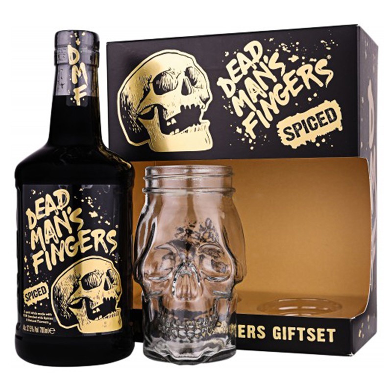 Pachet Dead Mans Fingers: Spiced Rum 37.5% Alcool 0.7 l + Pahare in Forma de Craniu