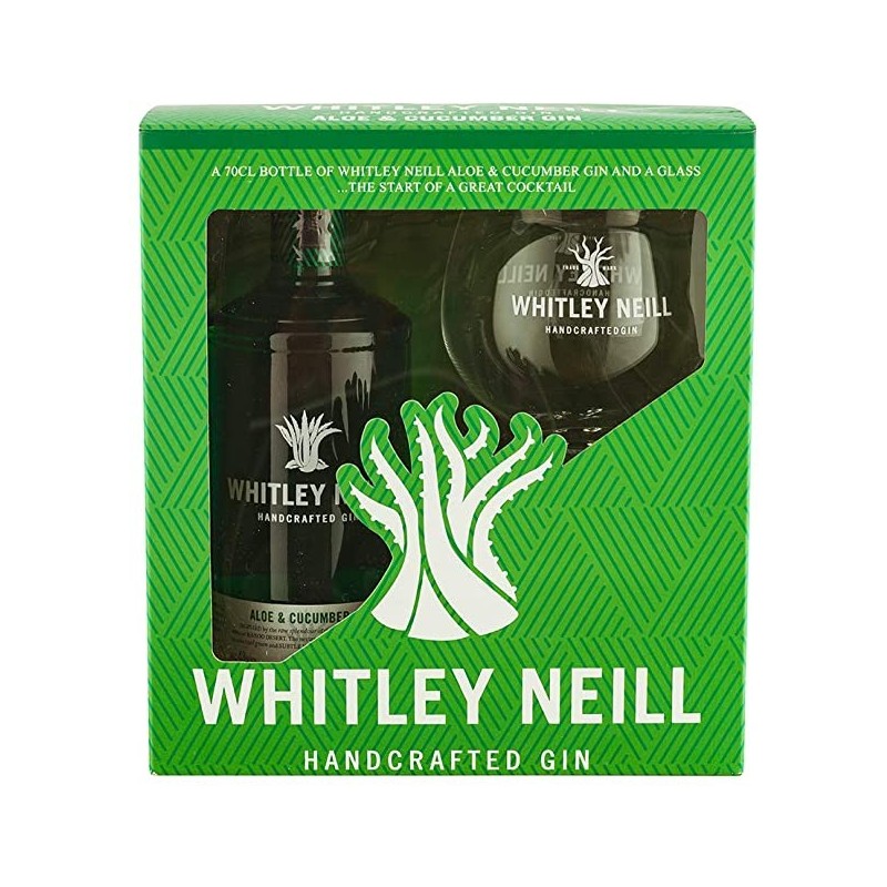 Pachet Gin Whitley Neill,  Aloe si Castravete, Aloe & Cucumber Gin 43%, 0.7 l + Copa Glass