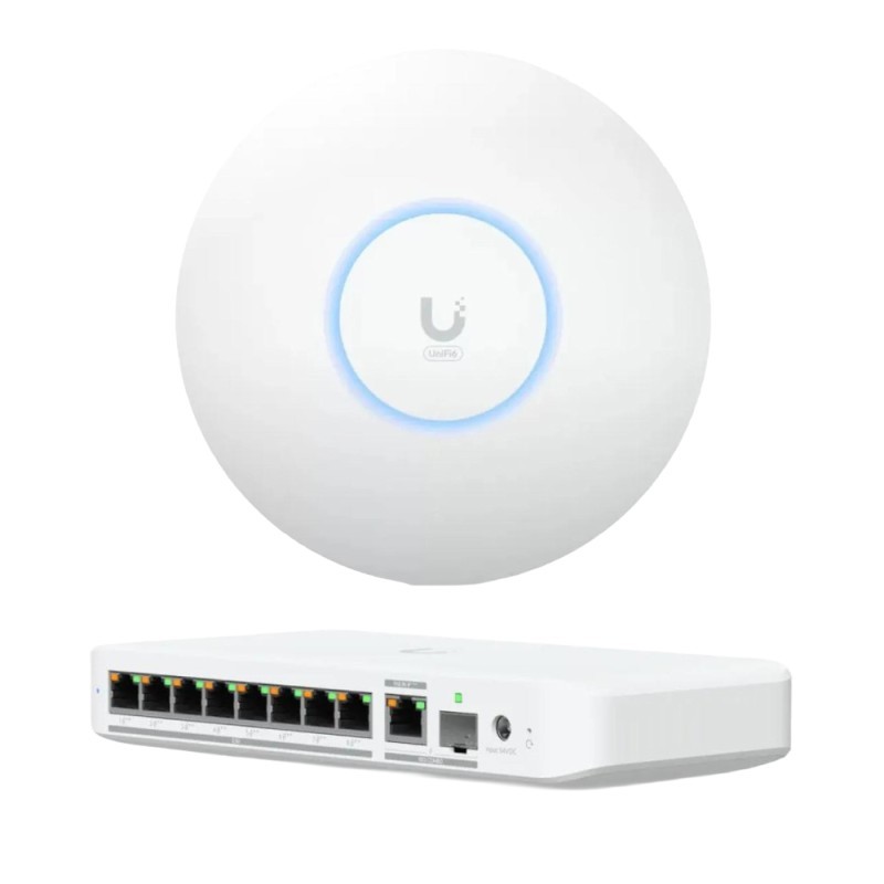 Pachet Switch UniFi cu 8 Porturi si Access Point Wi-Fi Ubiquiti
