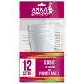 Pahare Albe de Plastic Anna 12 Bucati