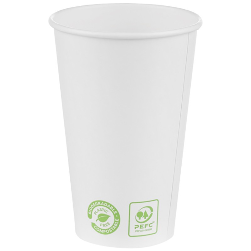 Pahare Carton Bio Albe, 480 ml, 50 buc