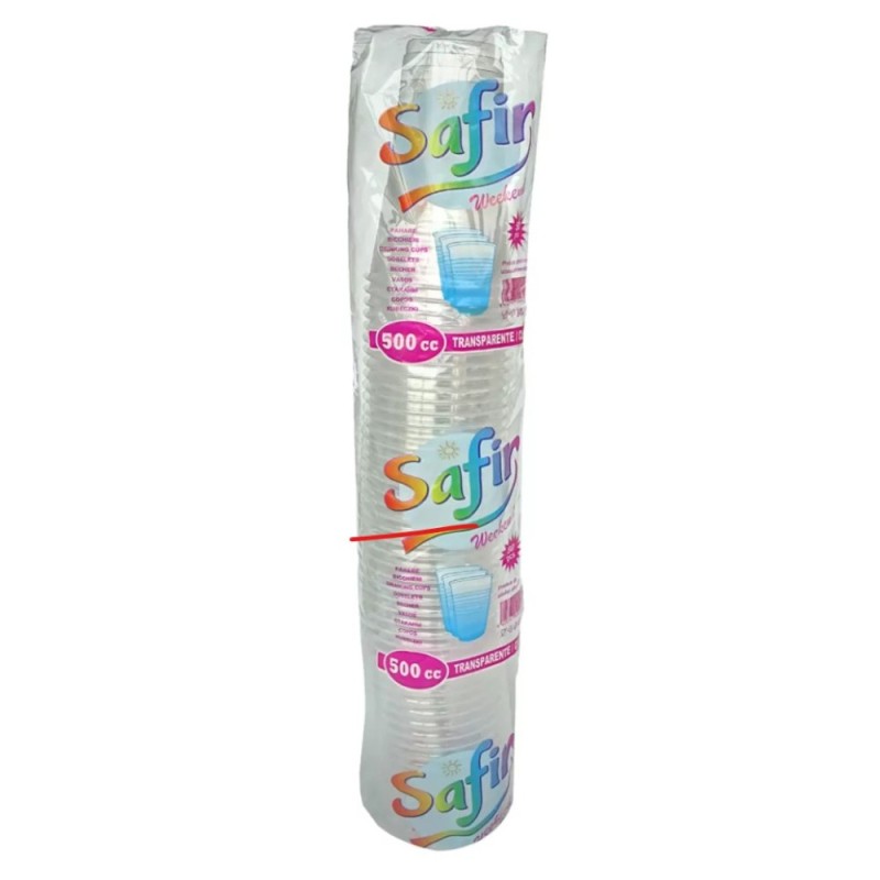 Pahare de Plastic 50 Bucati x 250 ml, Safir