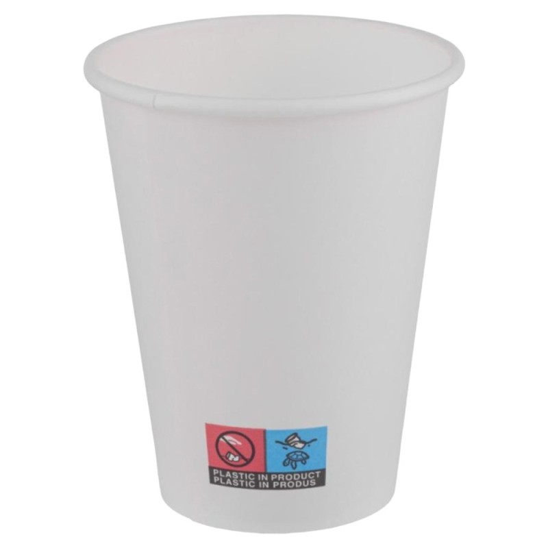 Pahare din Carton PE, 360 ml, Albe, 50 Bucati