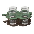 Pahare in Forma de Trifoi, Suport Lemn, 50 ml, 4 Bucati