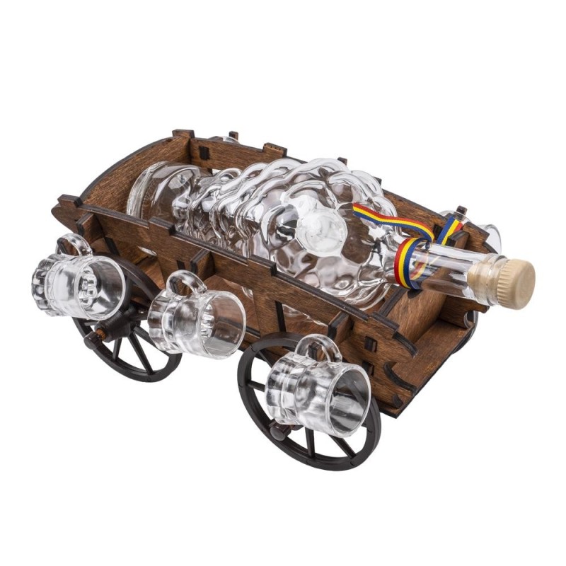 Pahare Mici pentru Shot, Model Caruta, Sticla Pe Suport, 6 Bucati