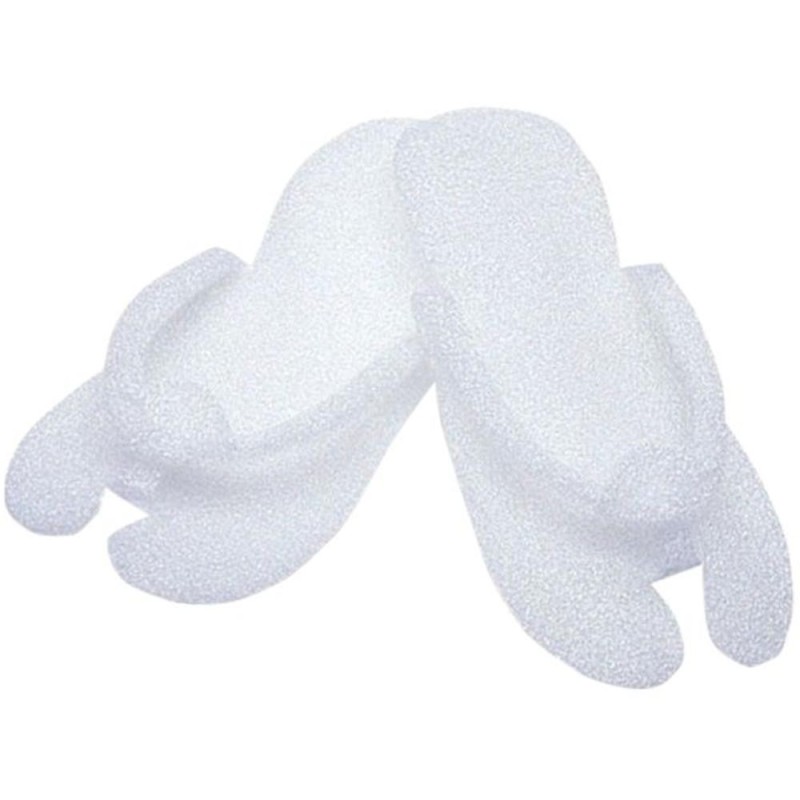 Papuci din Polistiren Expandat, Unica Folosinta, Albi, Interdeget, 25 Perechi