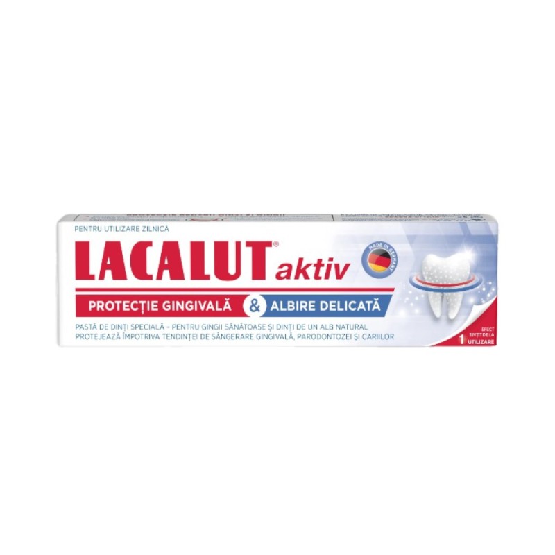 Pasta de Dinti Lacalut Aktiv Whitening, Albire Delicata si Protectie Gingivala, 75 ml