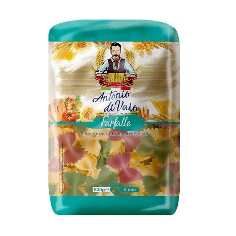 Paste Antonio Di Vaio, Farfalle Tricolore Grau Dur 500 g
