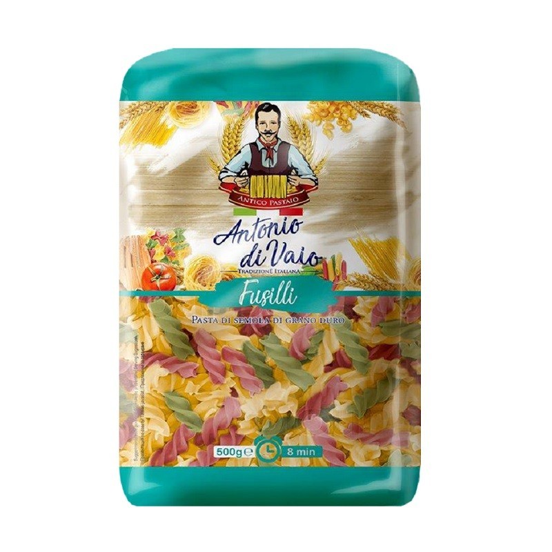 Paste Antonio Di Vaio, Fusilli Tricolore Grau Dur 500 g